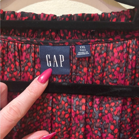 GAP Red Long Sleeve Bishop V-Neck Sundress - Picture 3 of 3